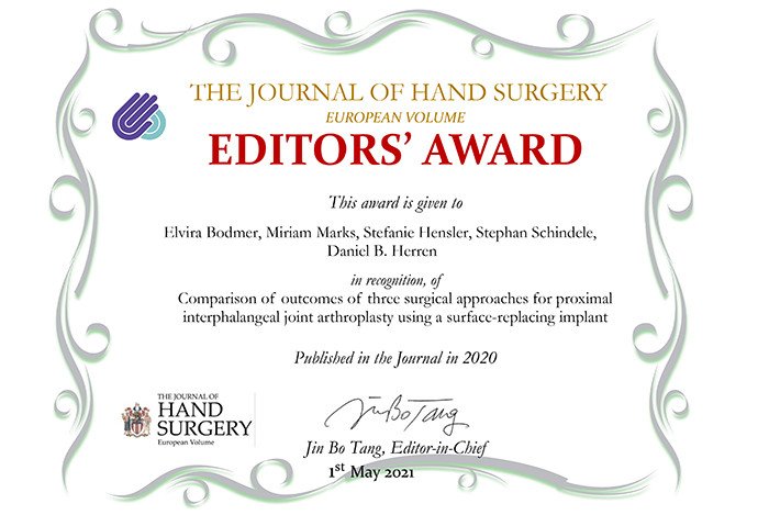 Urkunde JHSE Editors’ Award
