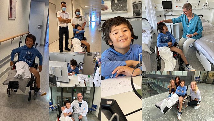 Fotocollage Kind mit Mitarbeitenden der Schulthess Klinik