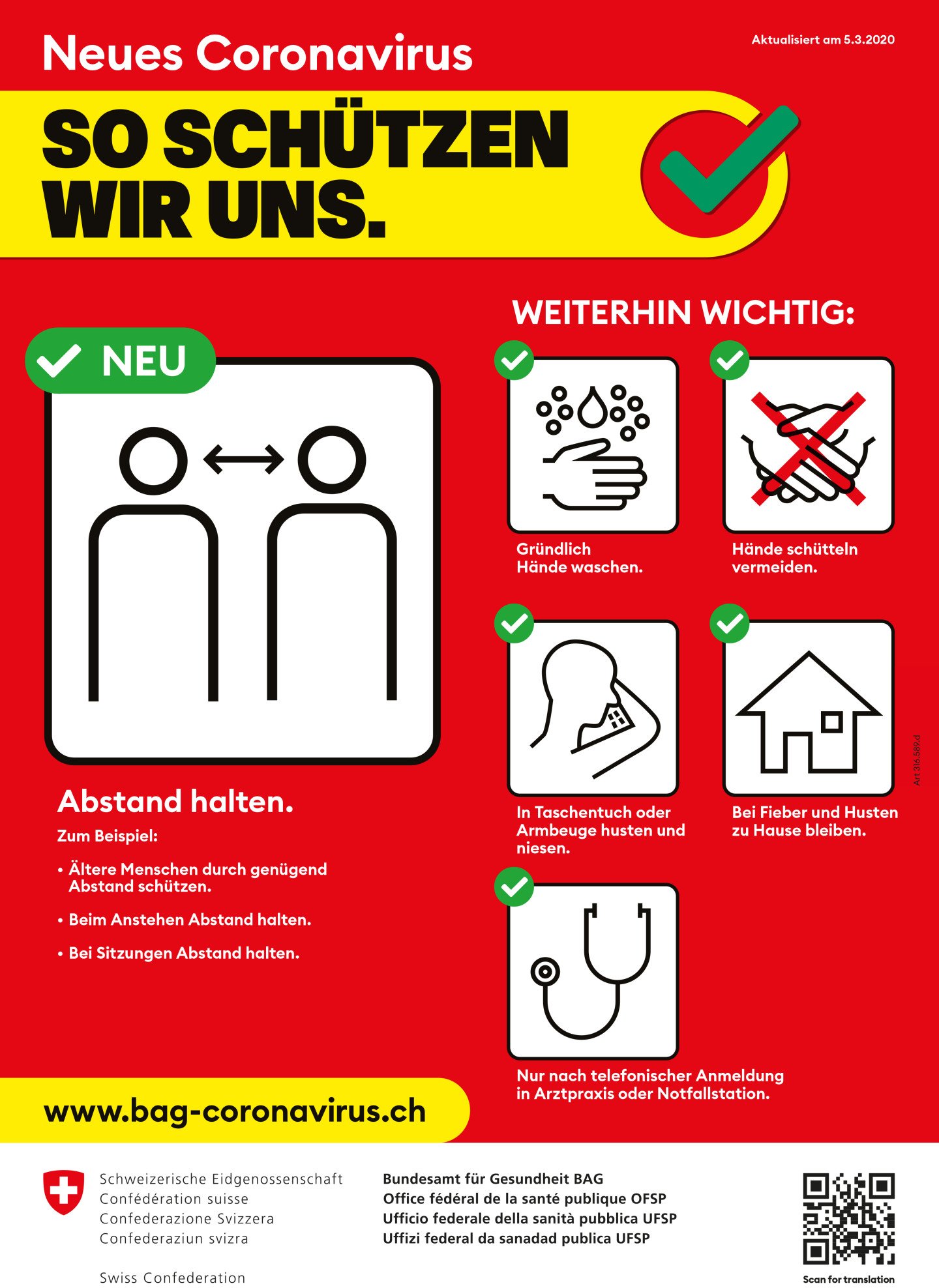BAG Coronavirus Verhaltensregeln