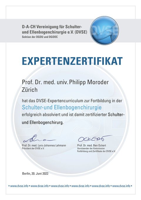 Expertenzertifikat DVSE für Philipp Moroder