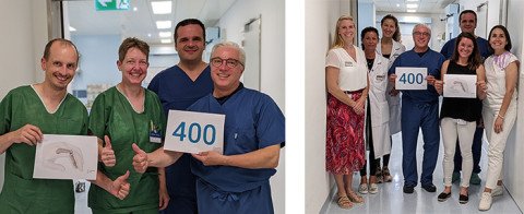 Gruppenbilder Handchirurgie zur 400. CapFlex-Prothese