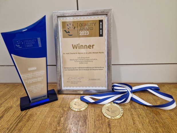 SGH Quality Award für die Qualitätssicherung in der Handchirurgie_Schulthess Klinik