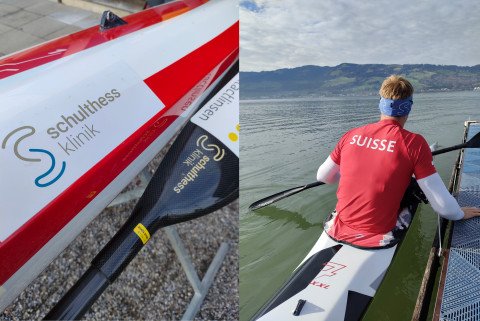 Ruderboot mit Schulthesslogo