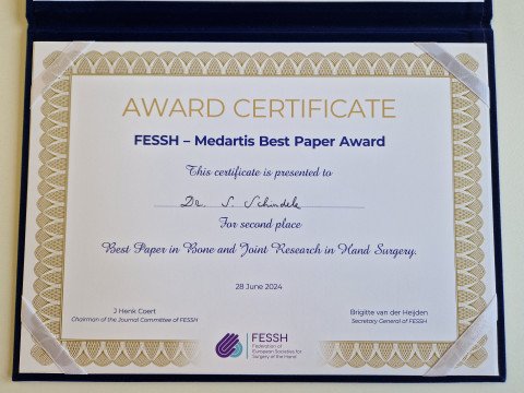 Award Zertifikat Handchirurgie