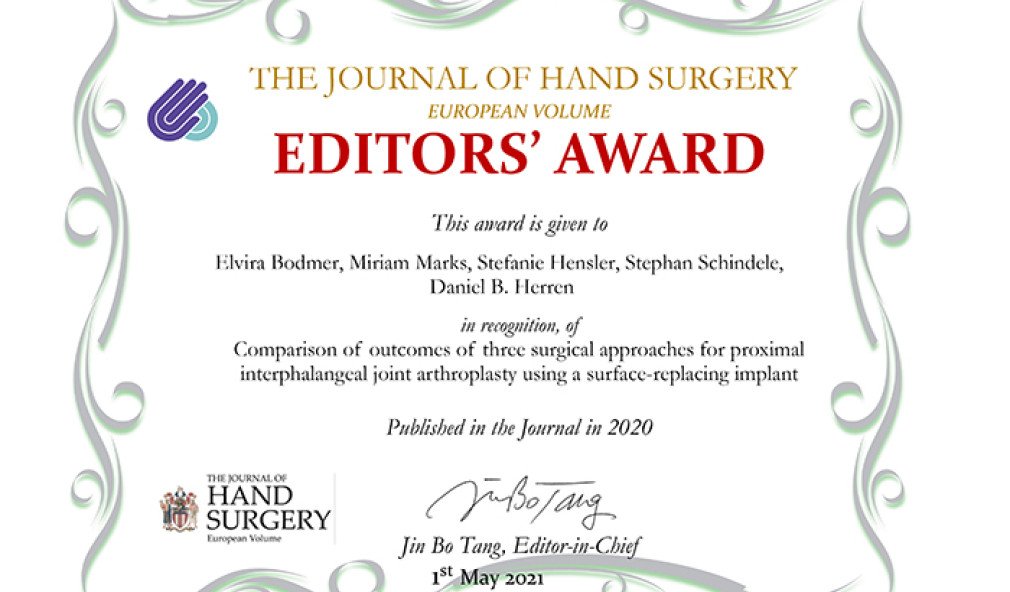 Urkunde JHSE Editors’ Award