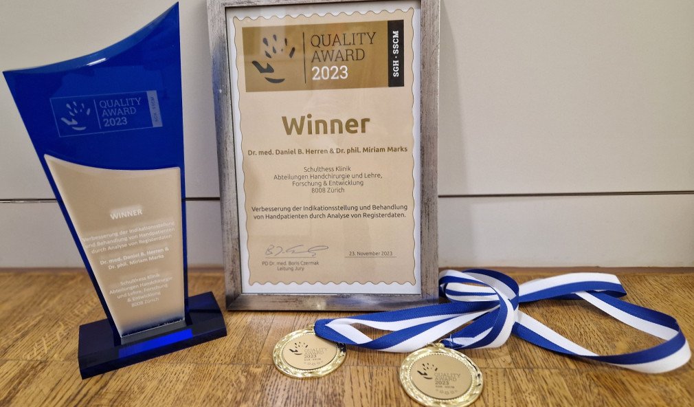 SGH Quality Award für die Qualitätssicherung in der Handchirurgie_Schulthess Klinik