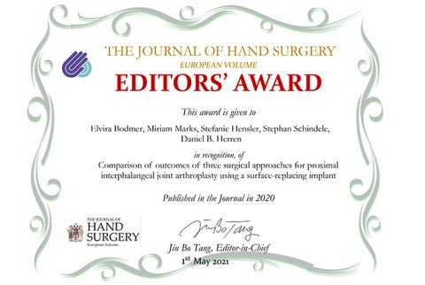Urkunde JHSE Editors’ Award